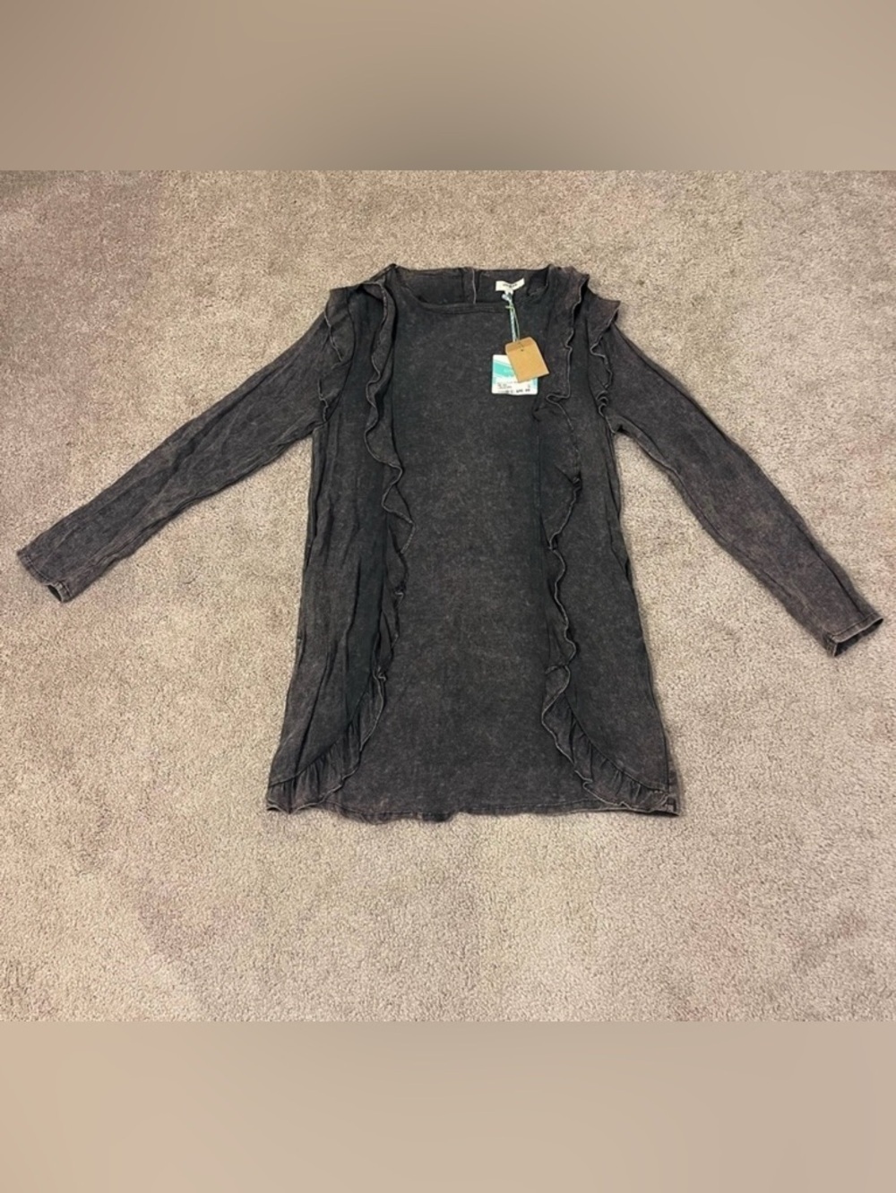 Umgee Ruffle Front Long Sleeve Dress